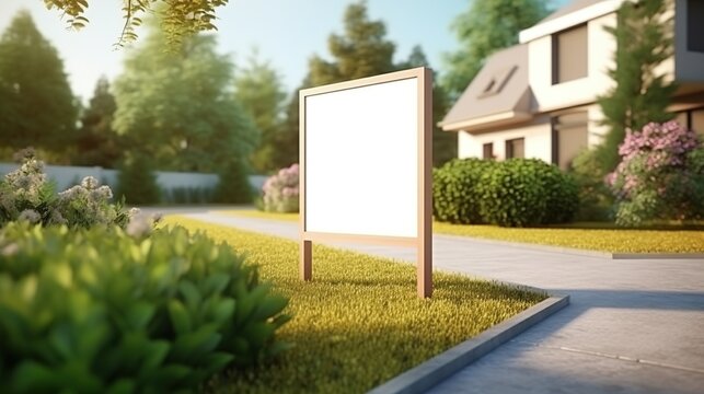 Generative AI, Real estate street sign or banner mock up, for sale blank	
