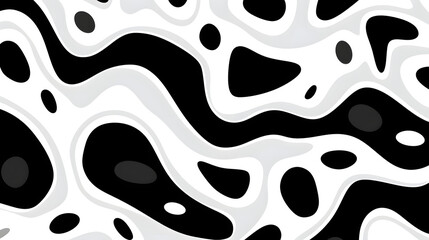 Abstract liquid doodle shape seamless pattern. Creative minimalist style art background, trendy design with basic shapes. Modern black and white. generative ai.