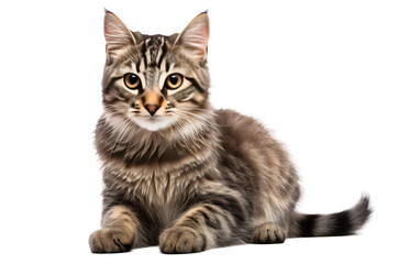 American Bobtail friendly feline Isolated on a Transparent Background PNG - obrazy, fototapety, plakaty