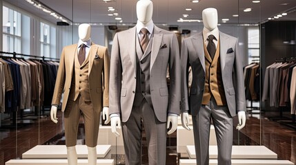 luxury men's suit in shopping mall