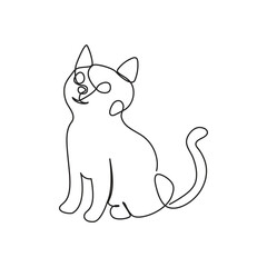 Continuous one line cat pet animal   out line  vector art illustration and tattoo design