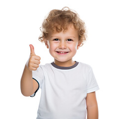 child boy thumbs up on transparent background