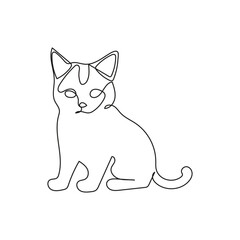 Continuous one line cat pet animal   out line  vector art illustration and tattoo design