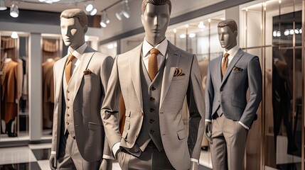 luxury men's suit in shopping mall