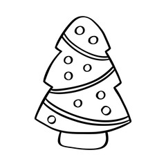 Christmas tree doodle. Vector illustration on a white background