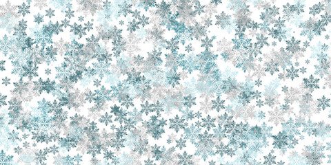 Set of cartoon snowflakes, for greeting card, invitation, banner, fabrics, wrapping paper, web. Winter holidays. On a white background.