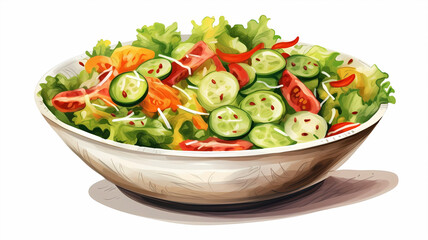 Hand drawn cartoon delicious vegetable salad illustration
