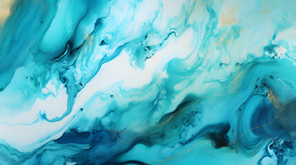 eal turquoise marbled alcohol ink drawing effect. generative ai.