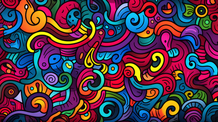 Fototapeta na wymiar Fun colorful line doodle seamless pattern. generative ai.