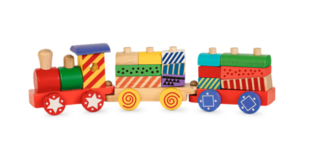 Colorful wooden toy train isolated
