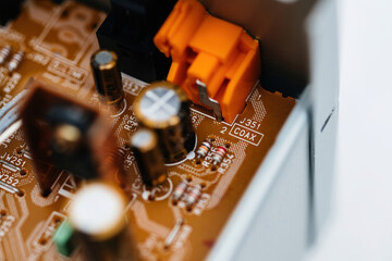 A circuit board's coaxial text indicates a digital connection, highlighting the functionality of...