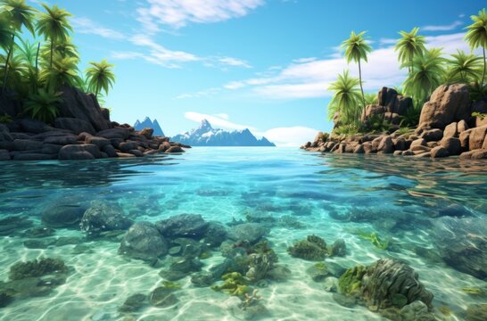 a beautiful picture of the ocean shore and the lagoon