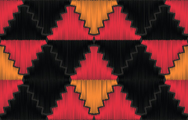 Ethnic abstract ikat art. Aztec ornament print. geometric ethnic pattern seamless  color oriental.  Design for background ,curtain, carpet, wallpaper, clothing, wrapping, Batik, vector illustration.