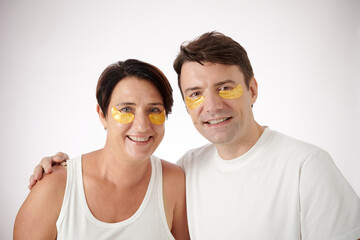 Fototapeta premium Couple with Hydrogel Undereye Patches