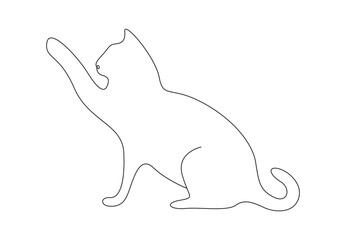 Simple cat continuous one line drawing. Isolated on white background. Vector illustration. Pro vector. 