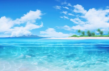 Fototapeta premium an ocean view with a beach island