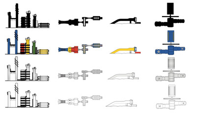 Petroleum industry drawing showing a gas processing plant, gas turbine driven barrel centrifugal compressor, pig launcher, and induction motor driven reciprocating compressor