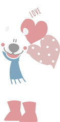 happy valentine's day with bear holding heart, love concept, flat png transparent element character design