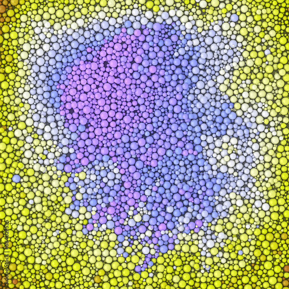 Poster Pattern of multi colored spherical particles. 3d rendering digital illustration background