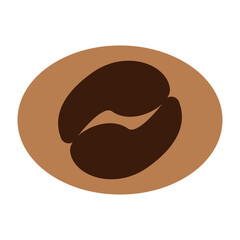 Vector image of a roasted coffee bean. Coffee beans leaf Icon. 