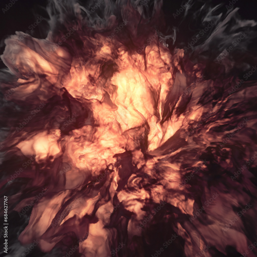 Poster digital fire illustration that conveys the intensity and heat of the flames, the powerful force of f