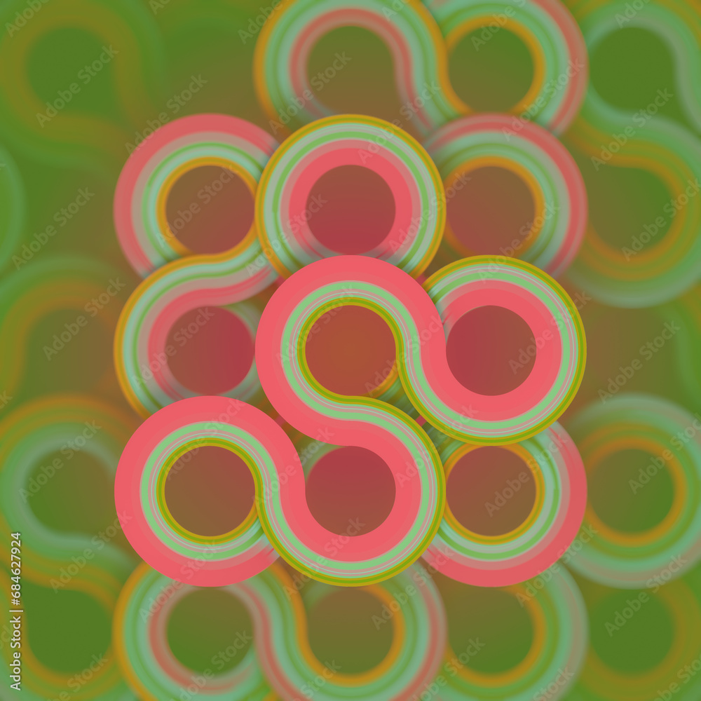Poster 3d rendering digital illustration consisting of multi-layered circles of different sizes