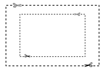 Vector cut out coupon rectangle shapes with scissors.