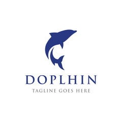 Dolphin Logo template design. Dolphins jump on the waves of the sea or beach with a creative idea.
