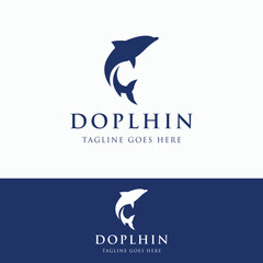 Dolphin Logo template design. Dolphins jump on the waves of the sea or beach with a creative idea.