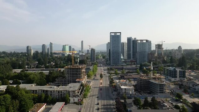 Aerial View Surrey Canada Future City DRONE 4k
