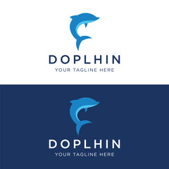 Dolphin Logo template design. Dolphins jump on the waves of the sea or beach with a creative idea.