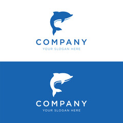 Dolphin Logo template design. Dolphins jump on the waves of the sea or beach with a creative idea.