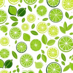 lime leaves and slices with leaves