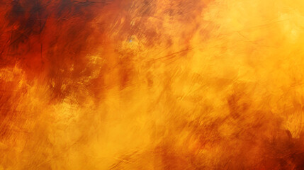 Yellow burnt orange red fiery golden brown black abstract background for design. Color gradient, ombre. Rough, grain, noise. Colorful bright spots. generative ai.