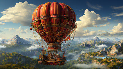 3d realistic hot air balloon transportation