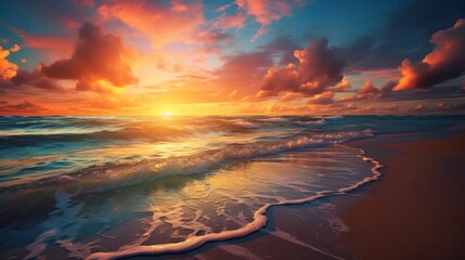 Beach In Beautiful Sunset