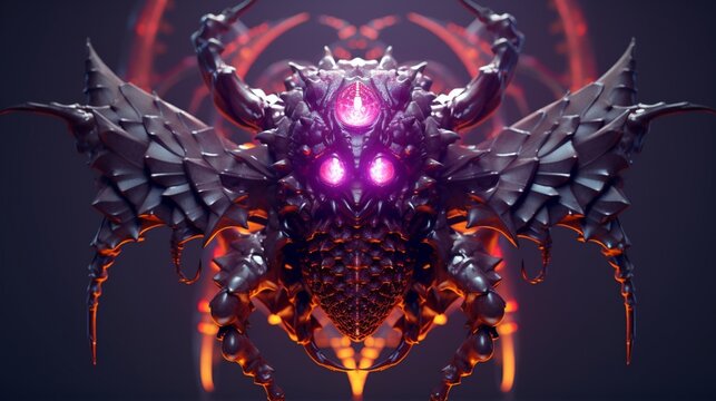 Demonic creature made out of liquid gems HD surrea.Generative AI