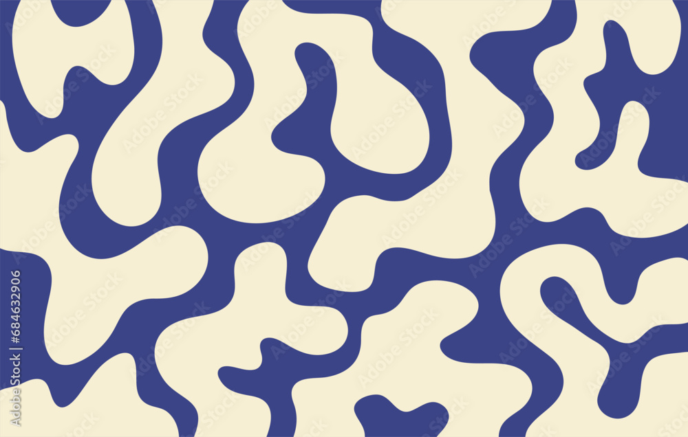 Aufkleber Abstract horizontal background with colorful waves. Trendy vector illustration in style retro 60s, 70s. Blue and beige colors