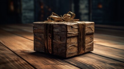 Gift Present Wood image.Generative AI