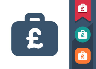 Obraz premium Briefcase Icon. Suitcase, Money, Bribe, Pound