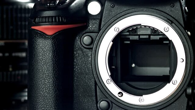 Operation of the release mechanisms of a SLR camera. Filmed on a high-speed camera at 1000 fps. High quality FullHD footage