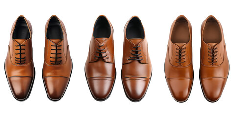 pairs of leather shoes,men accessories,isolated on white and transparent background