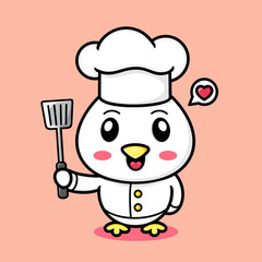 cute chicken cartoon, become a chef.