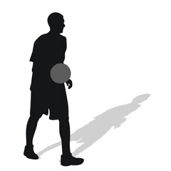 Basketball, black silhouette of an athlete basketball player with a ball