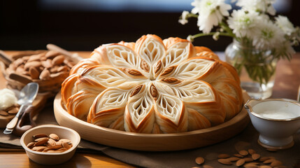 Obraz na płótnie Canvas Bread made with a flower pattern.