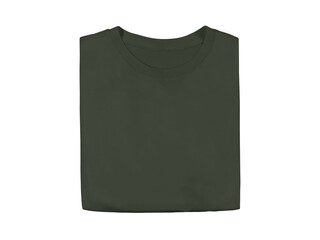 Isolated Heather Military Green colour blank fashion folded tee front mockup template