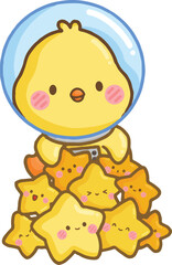 a vector of hand drawn duck and stars vector
