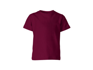 The isolated maroon red colour blank fashion tee front mockup template