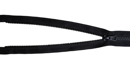 Black zipper on a white background