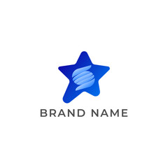 ILLUSTRATION LETTER S WITH STAR GRADIENT BLUE COLOR LOGO ICON TEMPLATE DESIGN VECTOR